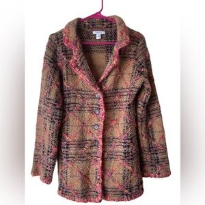 Dressbarn Medium Mohair Blend Tweed Plaid Blazer